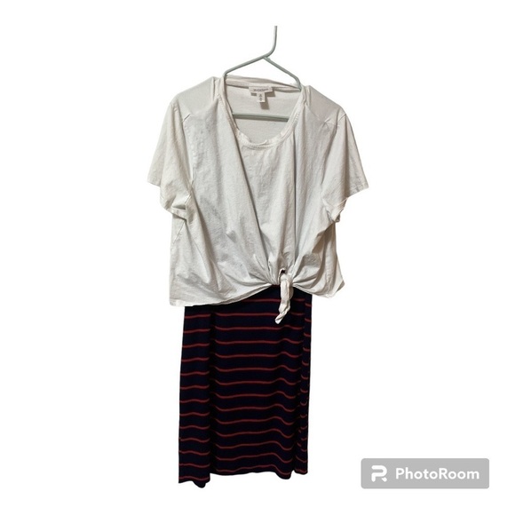 Motherhood Maternity T-Shirt Striped Dress - Picture 1 of 4